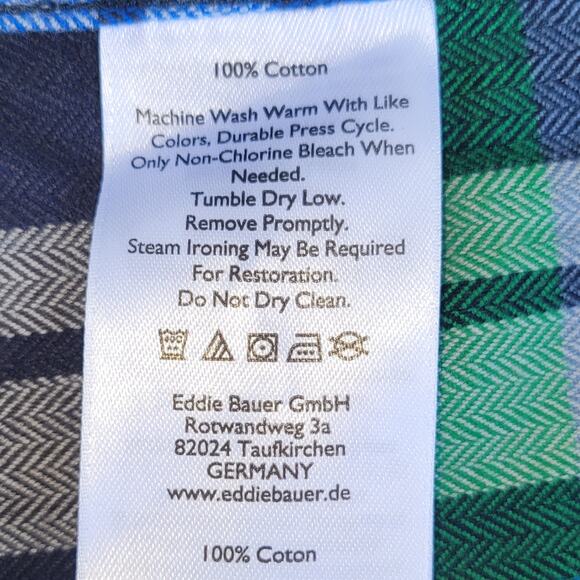 NWT Eddie Bauer Plaid Flannel Shirt Classic Fit Blue Multi Men Size XXL Casual - Picture 7 of 10